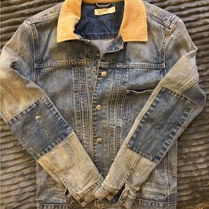 All Saints Blue Denim Jacket with Tan Collar